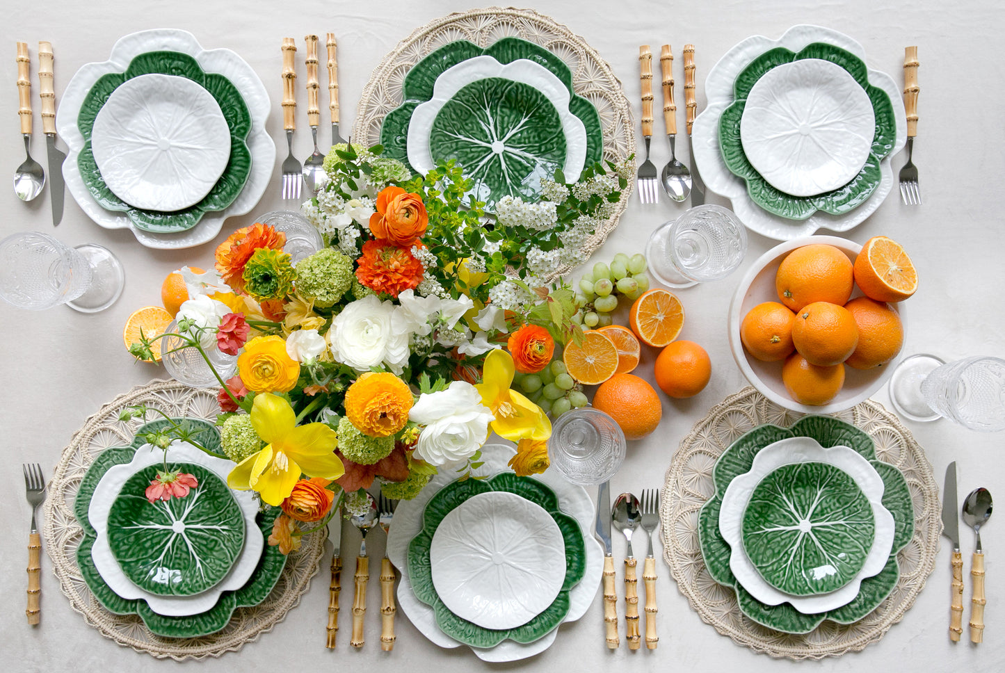 White Cabbage Plate set (SET OF 4)