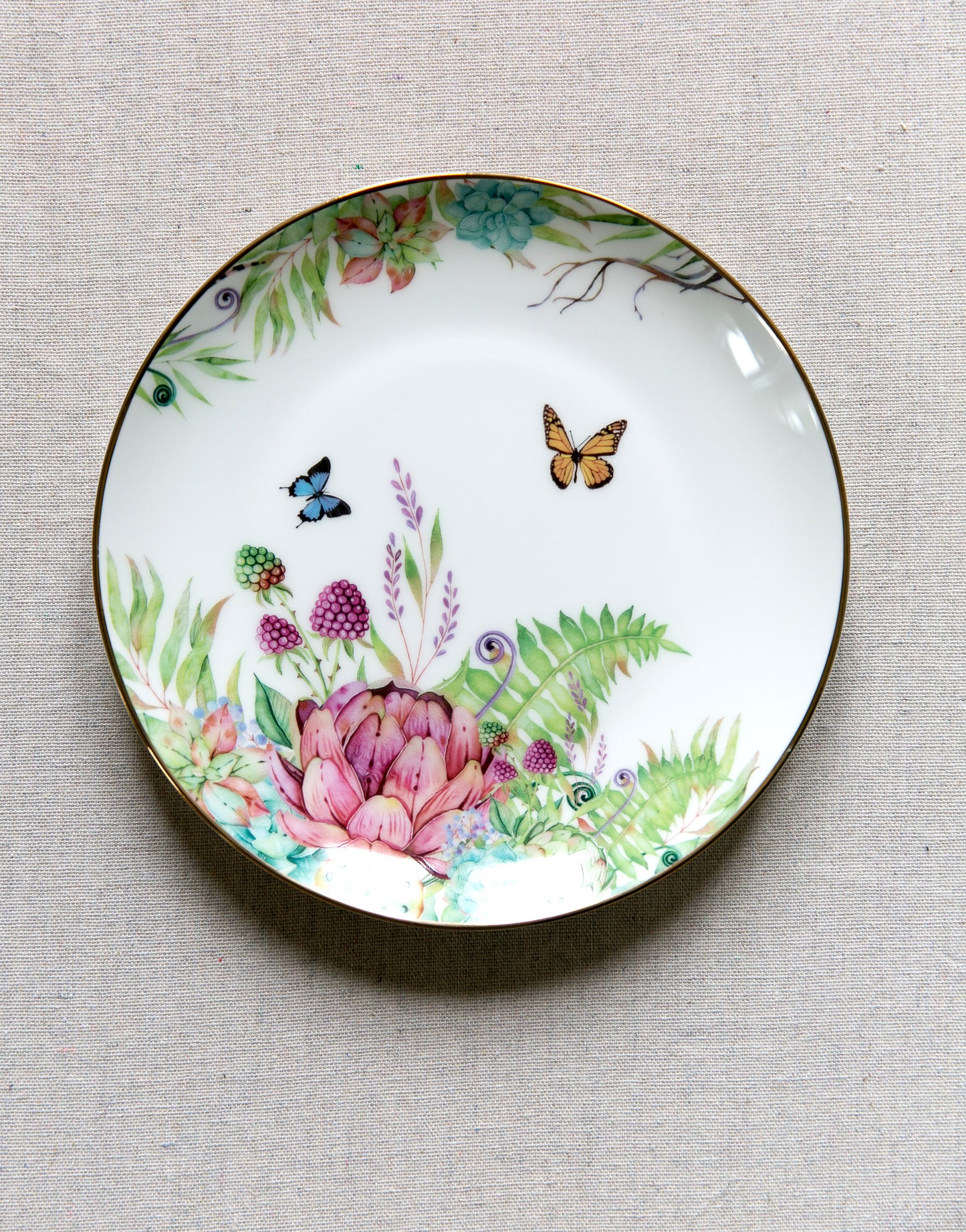 Garden Floral and Butterflies plates Set of 4 (4pcs dinner set) porcelain bone china