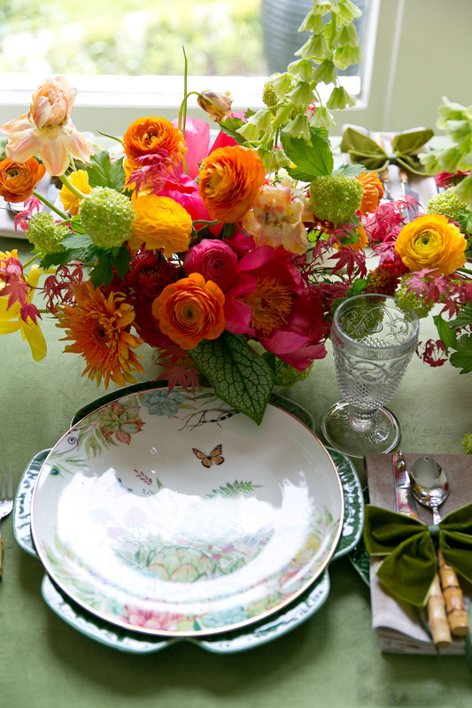 Garden Floral and Butterflies plates Set of 4 (4pcs dinner set) porcelain bone china