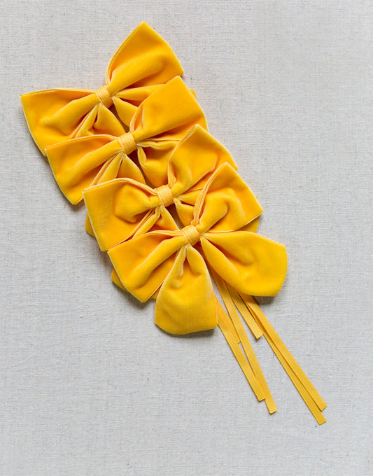 Yellow Velvet Napkin Bow (set of 4)